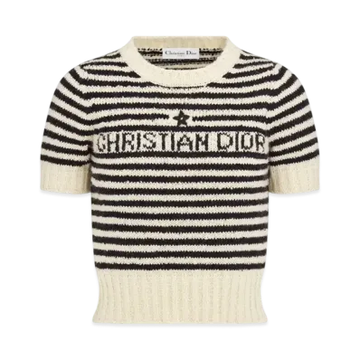 Dior Women's Mariniere Short-Sleeved Sweater "Ecru/Black"