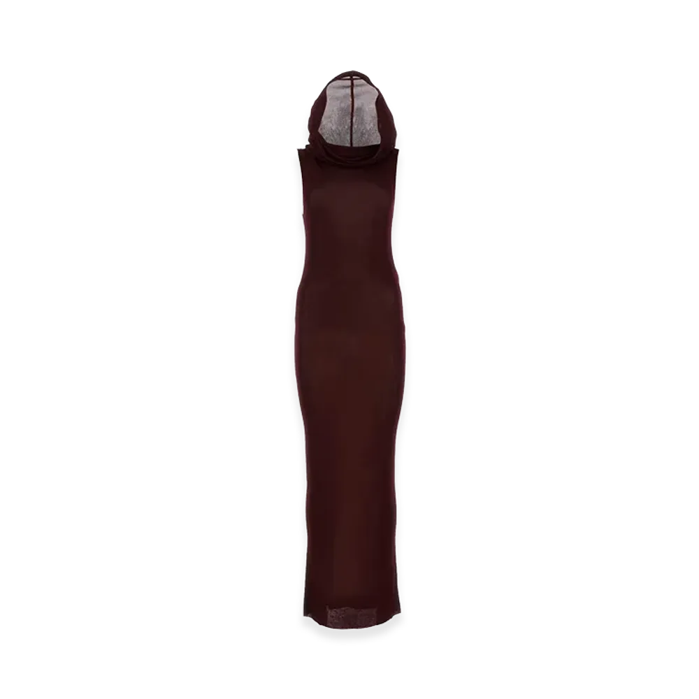 Saint Laurent Women's Viscose Long Dress "Burgundy"