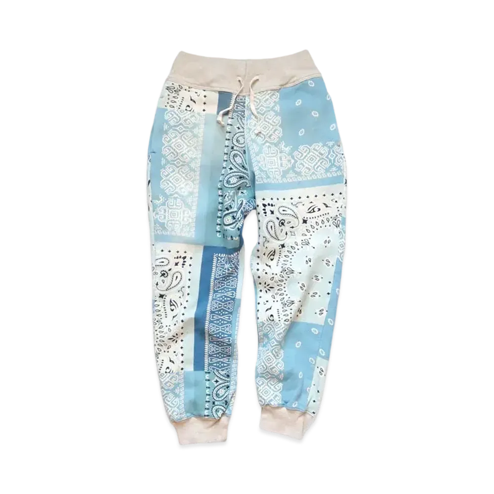 KAPITAL BACK HAIR BANDANA PATTERN SWEAT RIB PANTS "Sax"