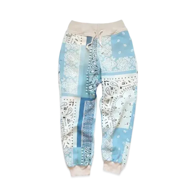 KAPITAL BACK HAIR BANDANA PATTERN SWEAT RIB PANTS "Sax"