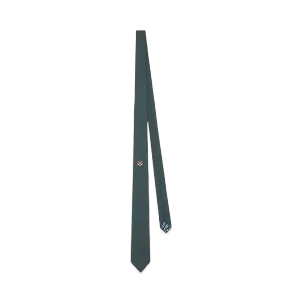 KENZO 'STAMP' Silk Tie "Dark Khaki"