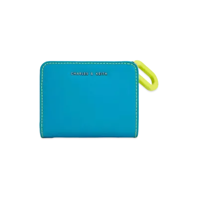 CHARLES & KEITH Oval Key Chain Ship Wallet "Ocean"