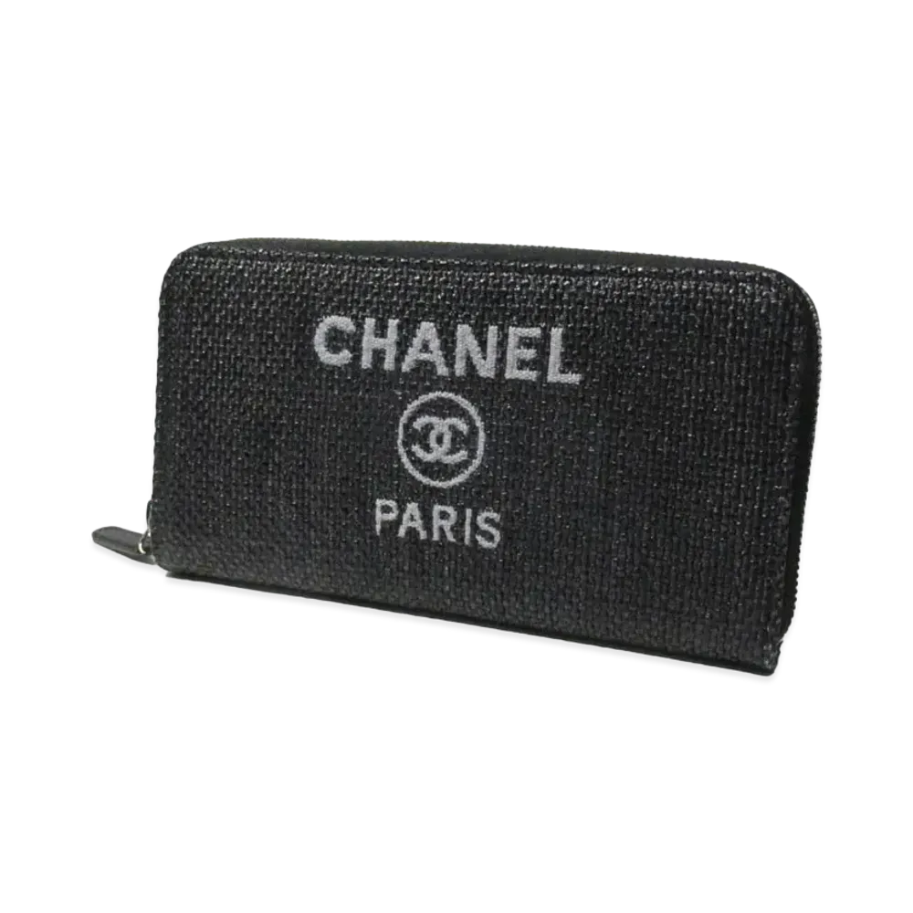 CHANEL Deauville Canvas Around Long Wallet "Navy"