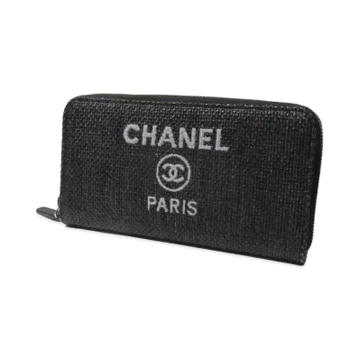 CHANEL Deauville Canvas Around Long Wallet "Navy"