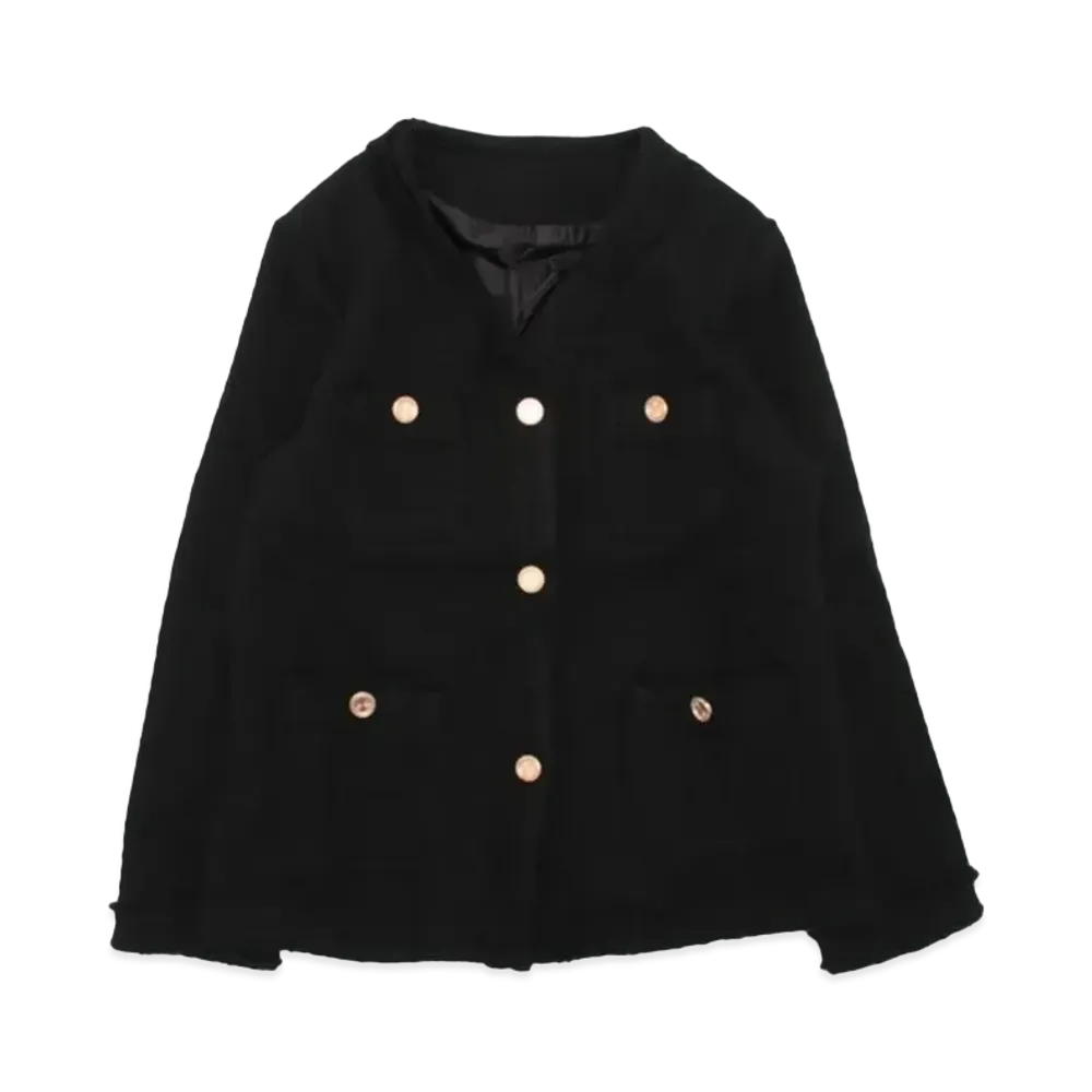 ISOOK Tweed Collarless Jacket "Black"