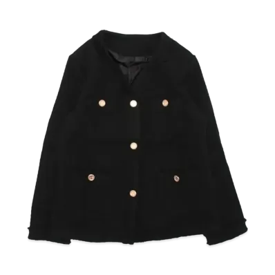 ISOOK Tweed Collarless Jacket "Black"