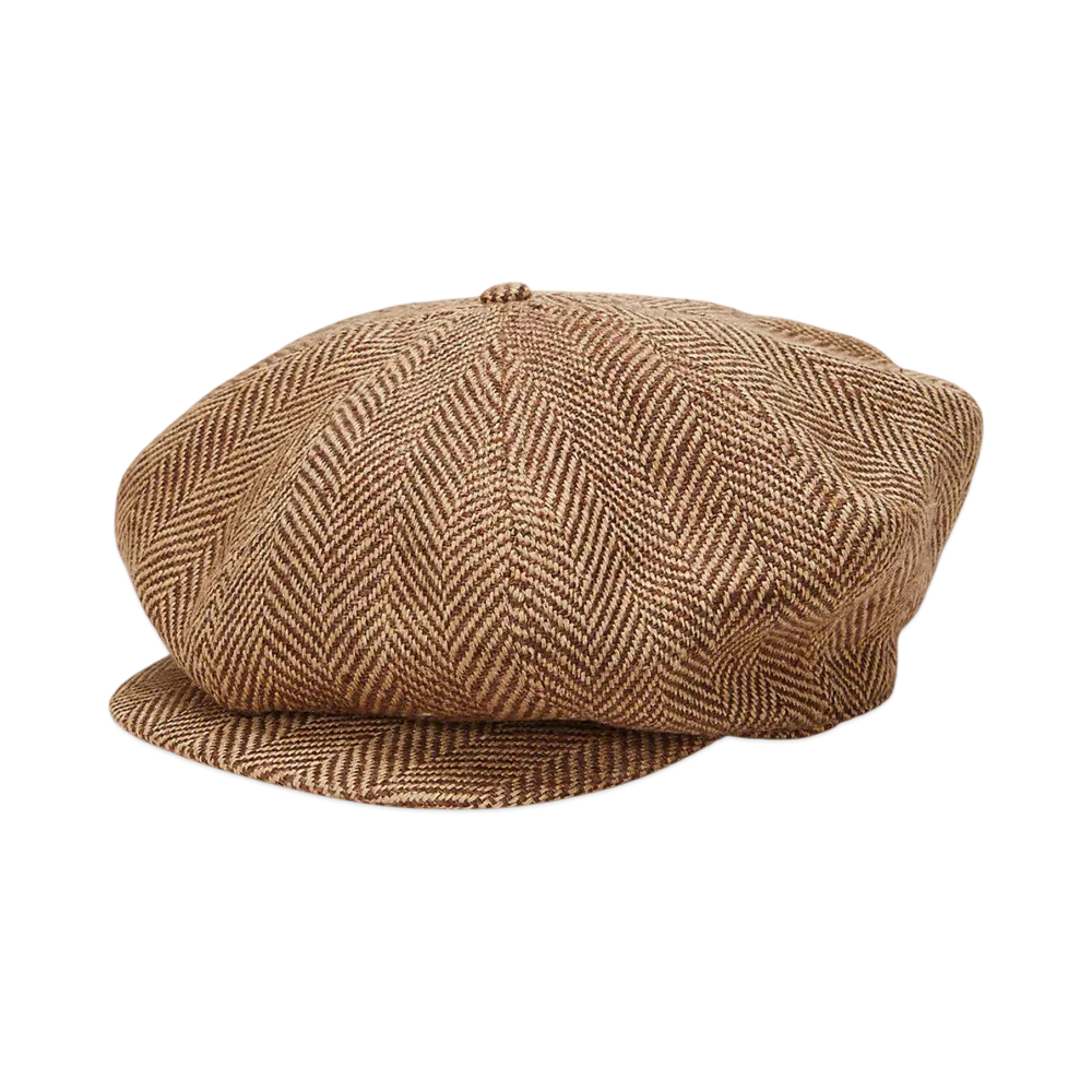Polo Ralph Lauren Overcheck Ticweave Wool Newsboy Cap "Brown"