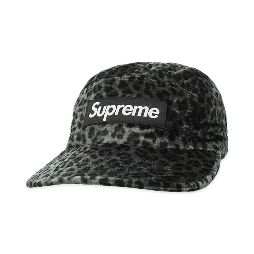 Supreme Leopard Velvet Camp Cap "Black"