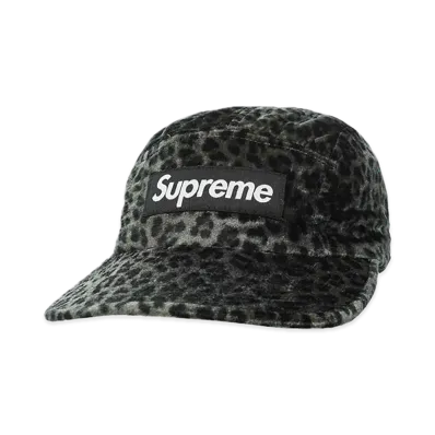 Supreme Leopard Velvet Camp Cap "Black"