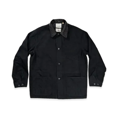 GDC x FULLCOUNT Leather Collar Denim Chore Jacket "Black"