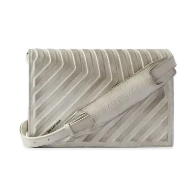 BALENCIAGA Car Flap Bag With Strap Dirty Effect "White"