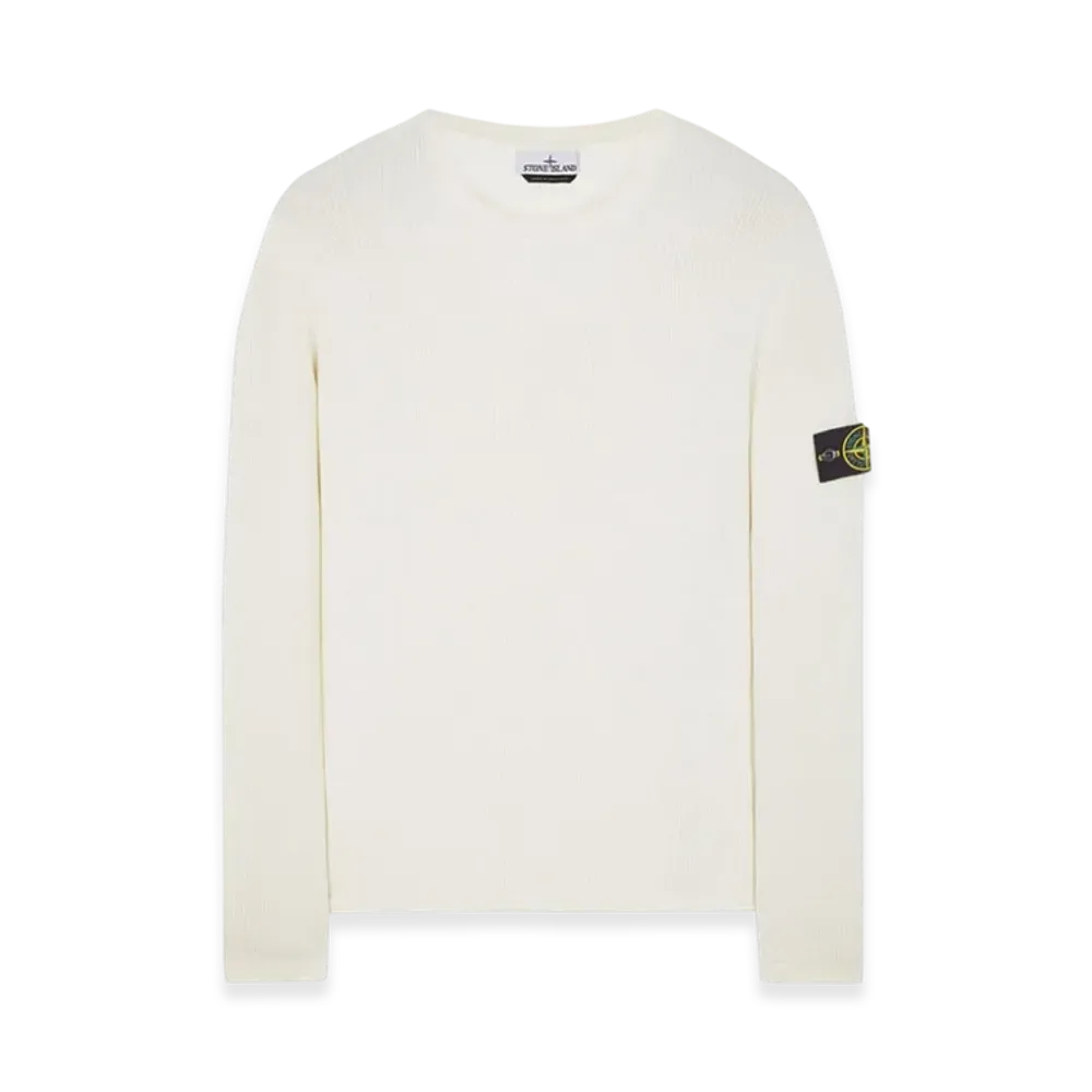 Stone Island 507D8 Ribbed Soft Cotton Crewneck Knit - 23SS "Natural White"