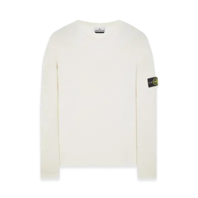 Stone Island 507D8 Ribbed Soft Cotton Crewneck Knit - 23SS "Natural White"
