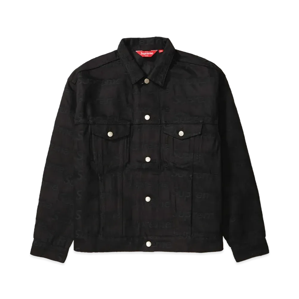 Supreme Jacquard Logos Denim Trucker Jacket "Black"
