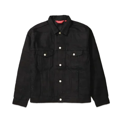 Supreme Jacquard Logos Denim Trucker Jacket "Black"