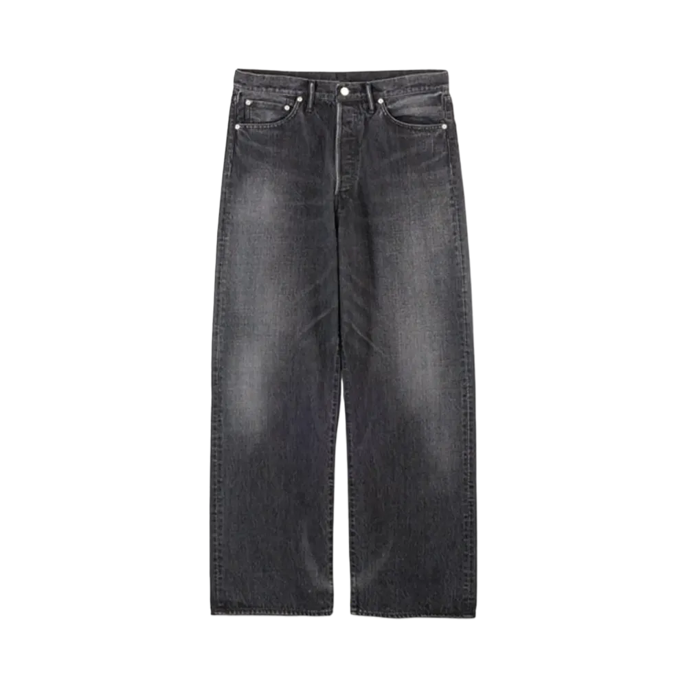 Graphpaper Selvage Denim Five Pocket Wide Straight Pants -Dark Fade- "Black"