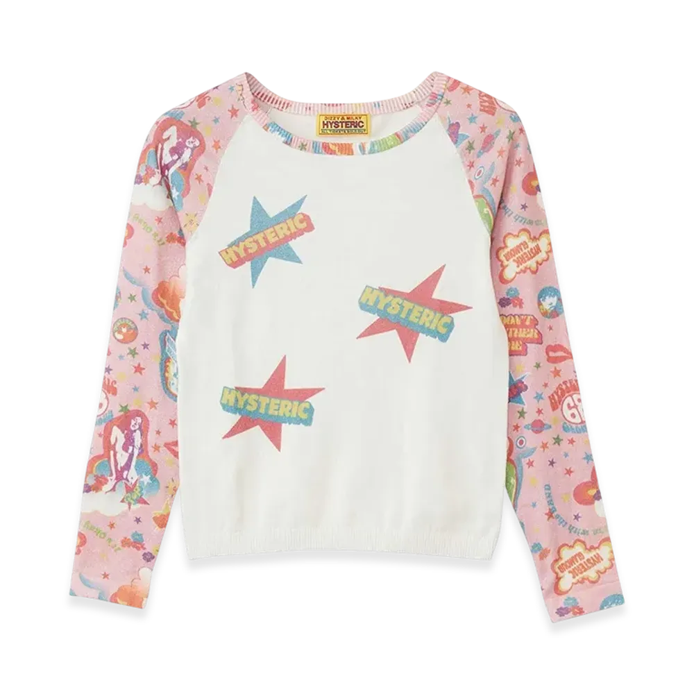 HYSTERIC GLAMOUR Hysteric68 Pattern 3/4 Sleeve Pullover "Pink"