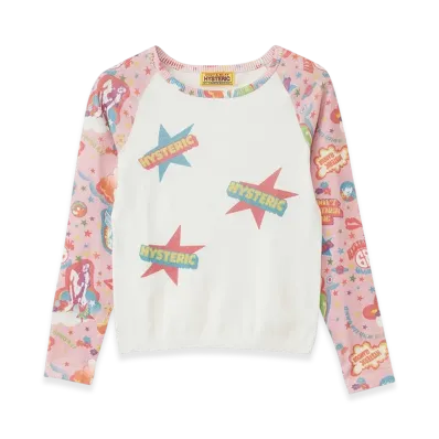 HYSTERIC GLAMOUR Hysteric68 Pattern 3/4 Sleeve Pullover "Pink"