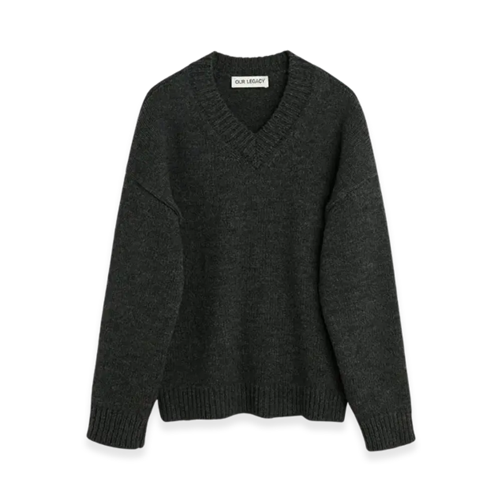 OUR LEGACY Sonar V-Neck "Ash Melange Stately Wool"