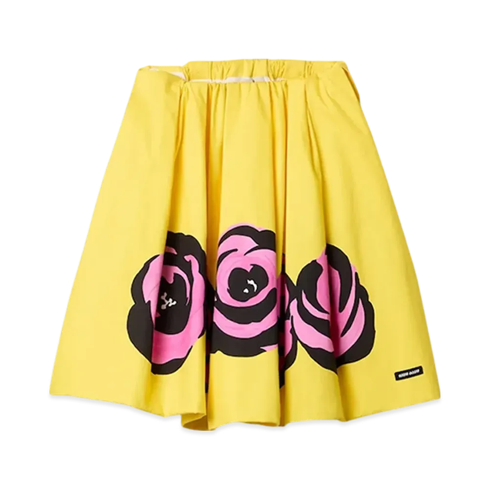 MIU MIU Women's Poplin and Jersey Skirt "Yellow/Pink"