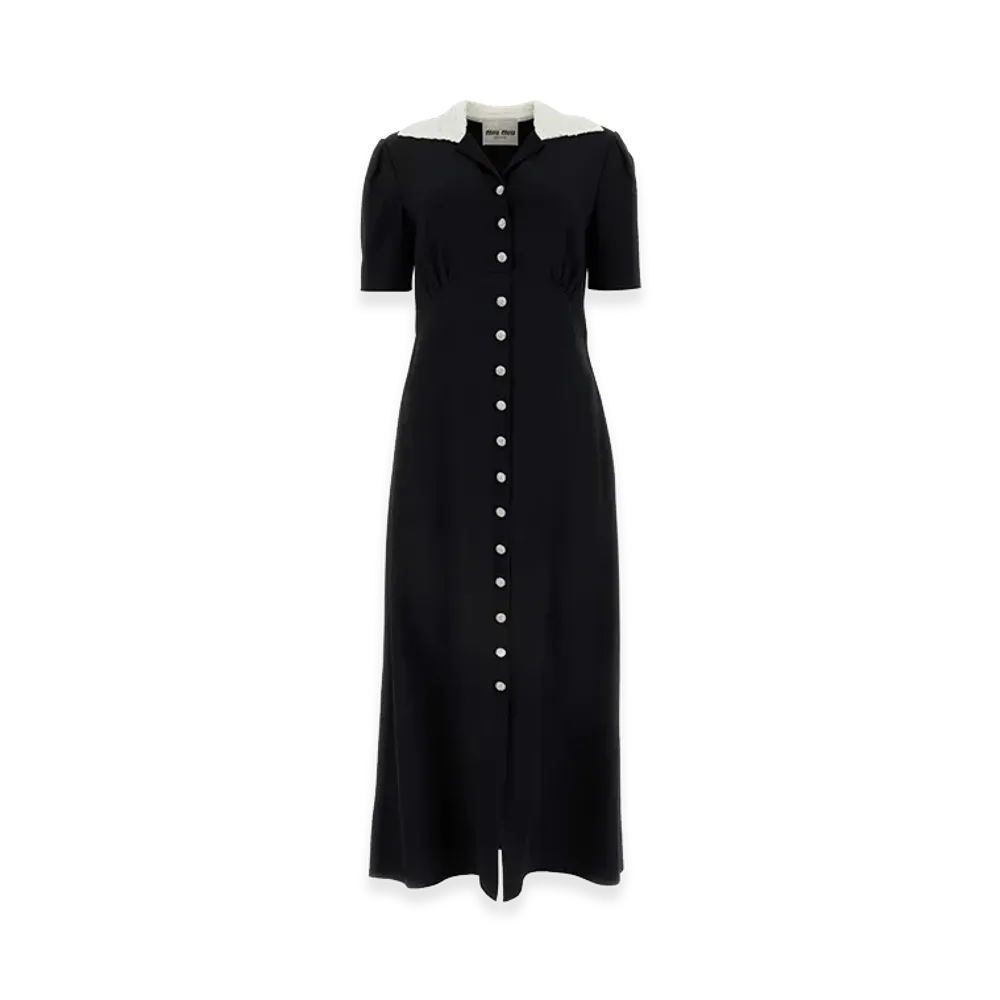 MIU MIU Women's Crepe Shirt Dress "Black"