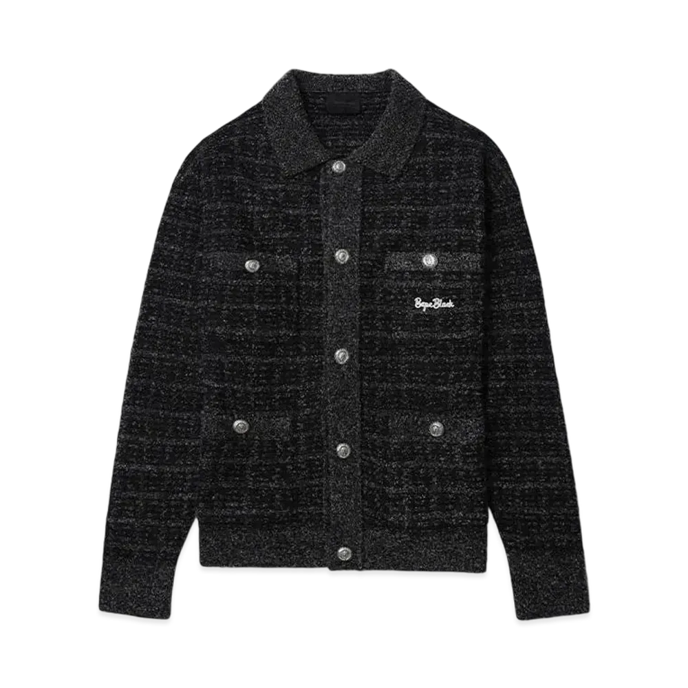 A BATHING APE Bape Black Tweed Cardigan "Black"