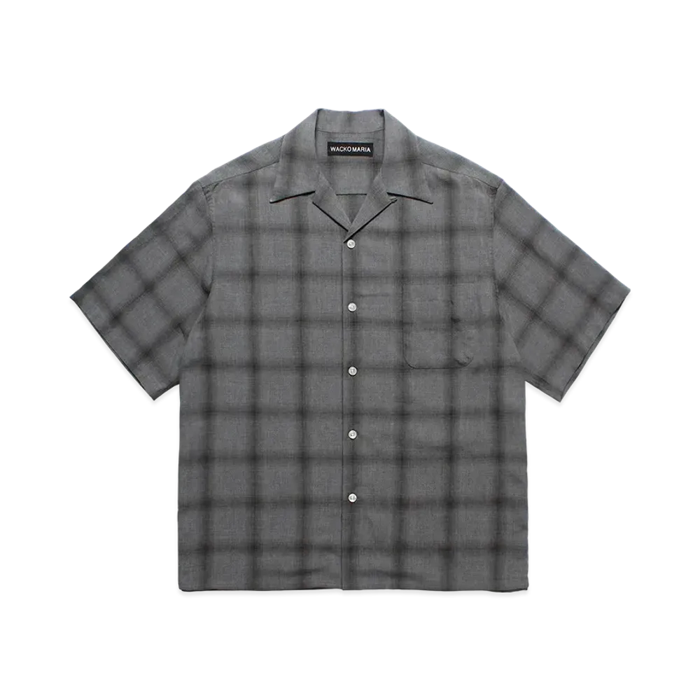 WACKO MARIA Check Open Collar Shirt "Gray"