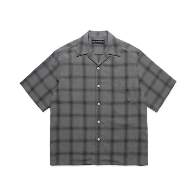 WACKO MARIA Check Open Collar Shirt "Gray"