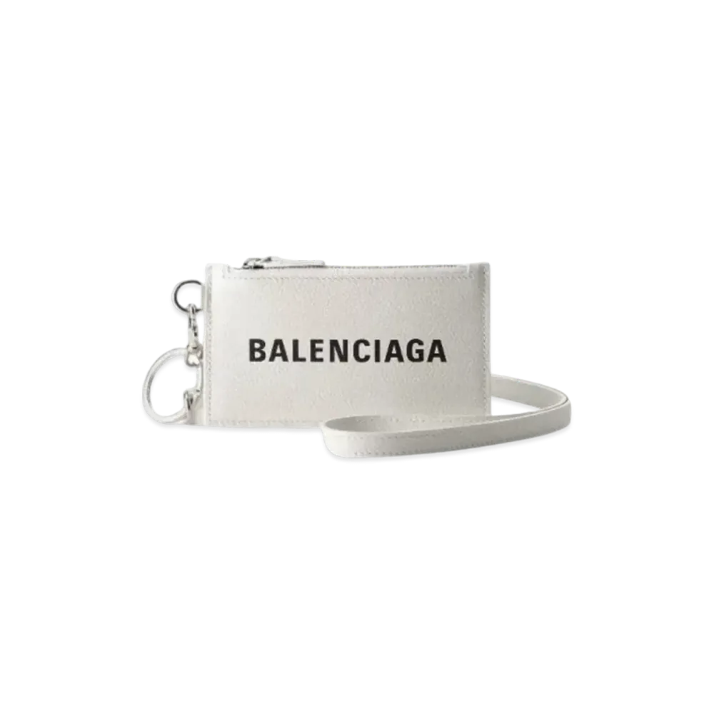 BALENCIAGA Cash Key Ring Card Case "White"