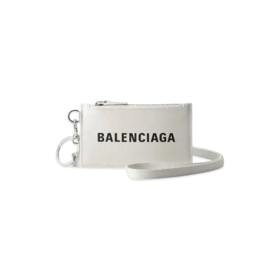 BALENCIAGA Cash Key Ring Card Case "White"