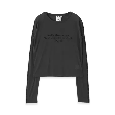 X-Girl Women's Star Striped Sleeve Sheer L/S Top "Black"