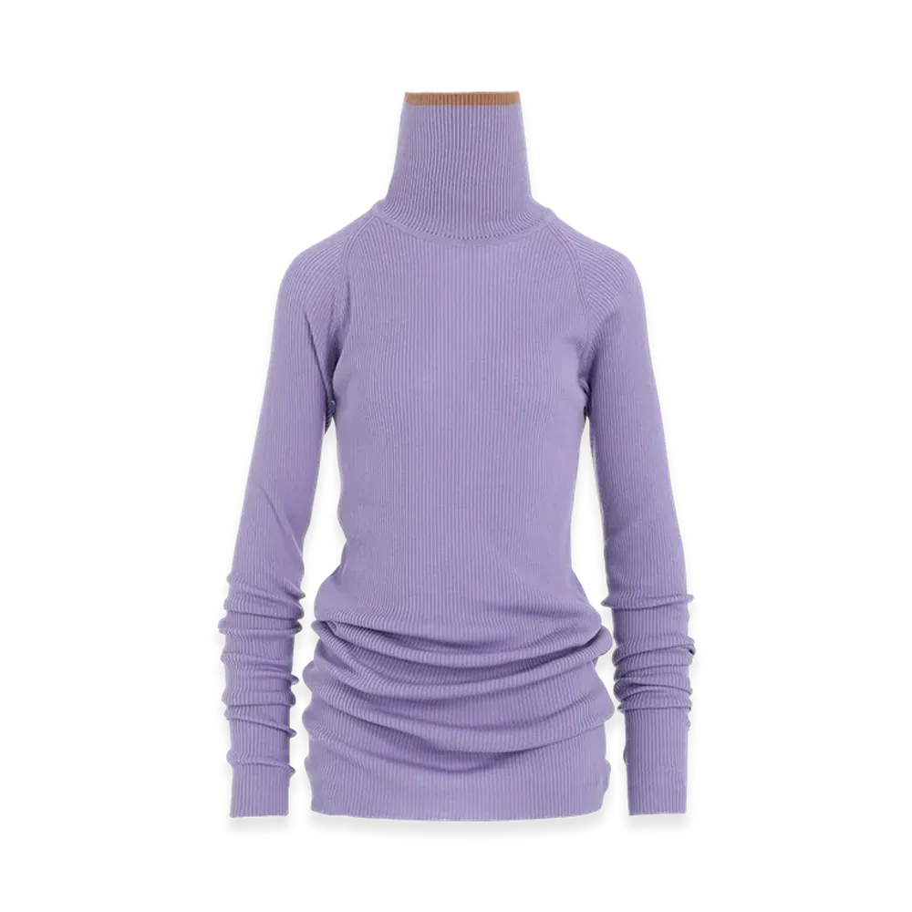 Y's x John Smedley Turtleneck Ribbed Knit "Light Purple"