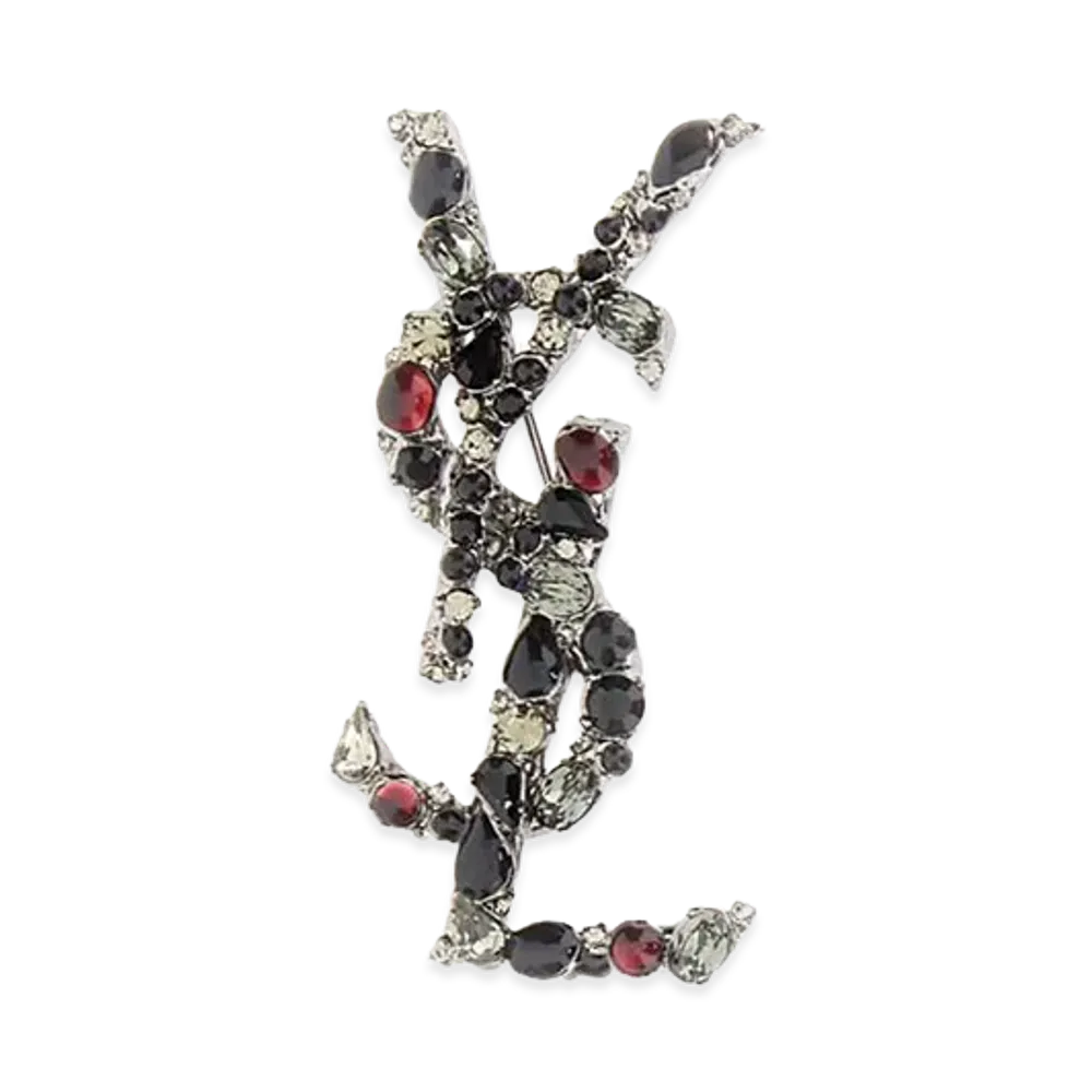 Saint Laurent Women's Embellished Metal Cassandre Pin "Multicolour"