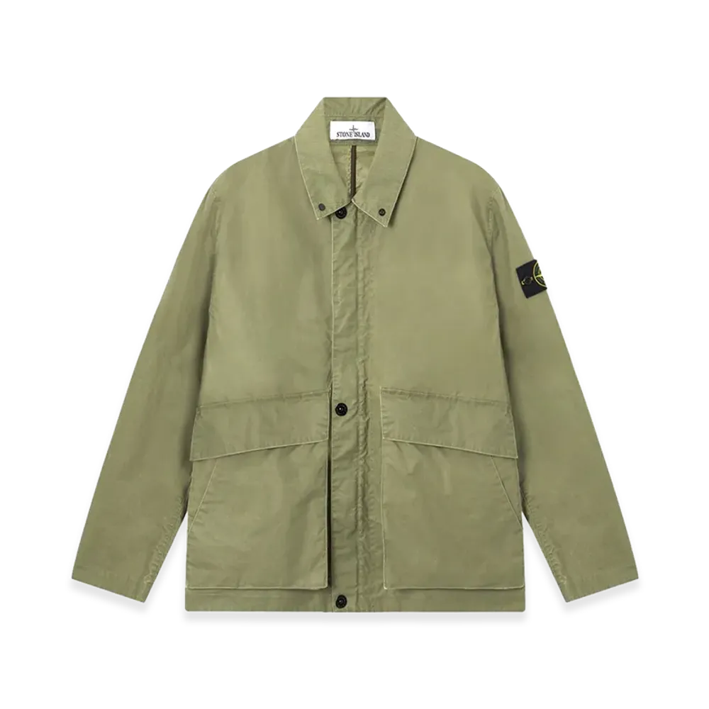 Stone Island Waxed Pigment Cotton Tela Coach Jacket "Green"