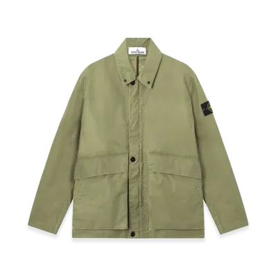 Stone Island Waxed Pigment Cotton Tela Coach Jacket "Green"