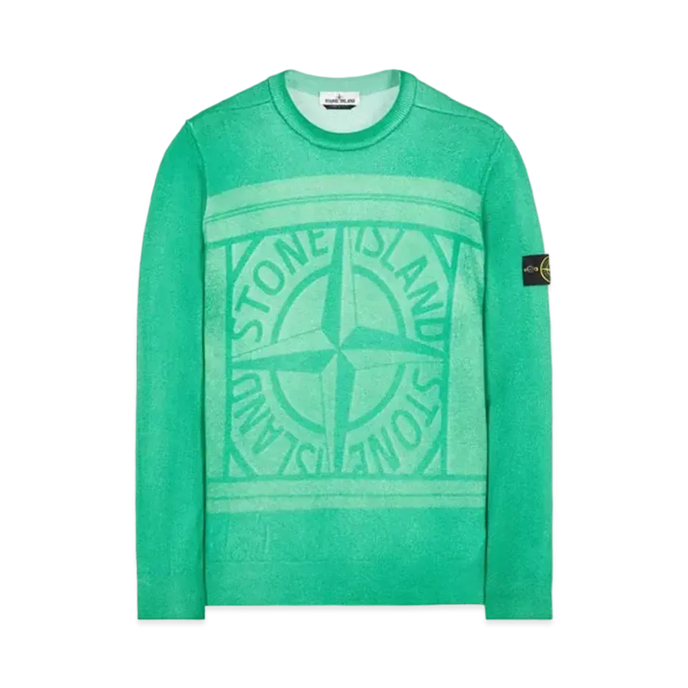 Stone Island 570A8 PURE WOOL_FAST DYE + HAND MADE AIRBRUSH + LASER PRINT: REVERSIBLE "Green"