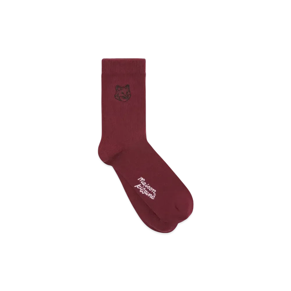 Maison Kitsune Bold Foxhead Socks "Redstar"