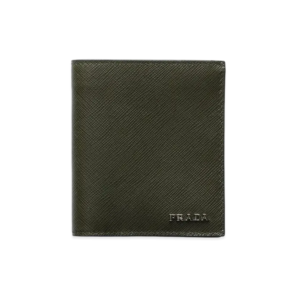 PRADA Saffiano Leather Wallet "Camouflage/Burgundy"