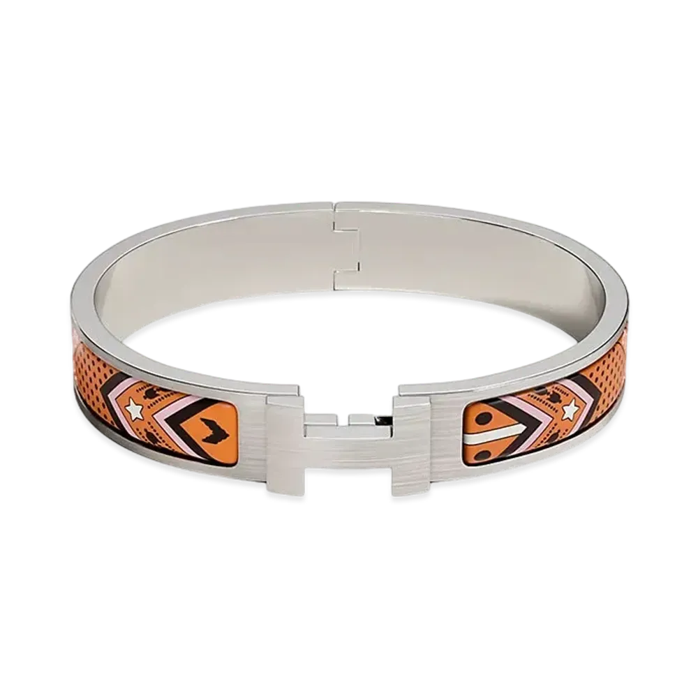 Hermes Clic HH Bandana Bracelet "Casaque Fantaisie/Palladium"
