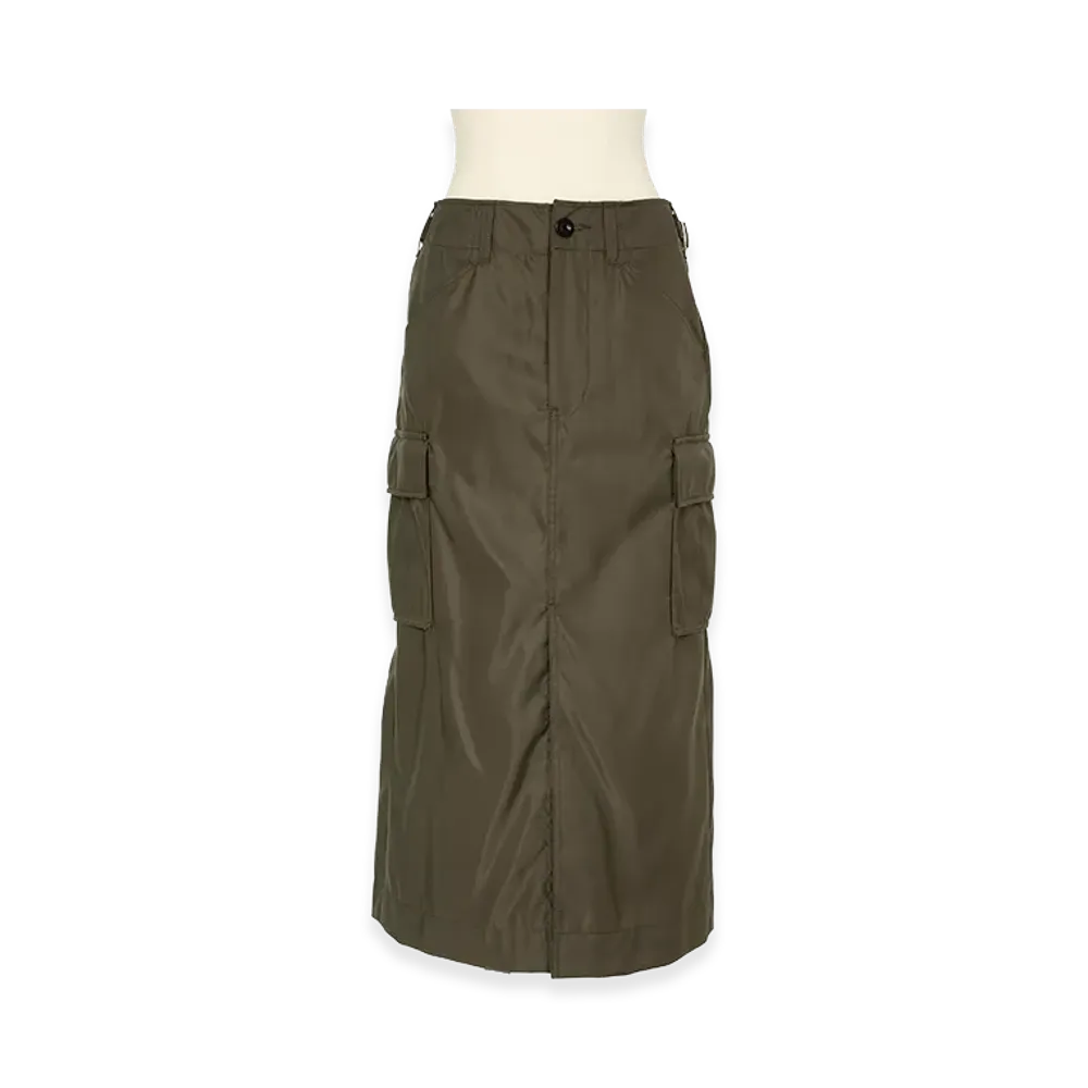 sacai Women's Nylon Twill Skirt "Dark Khaki"