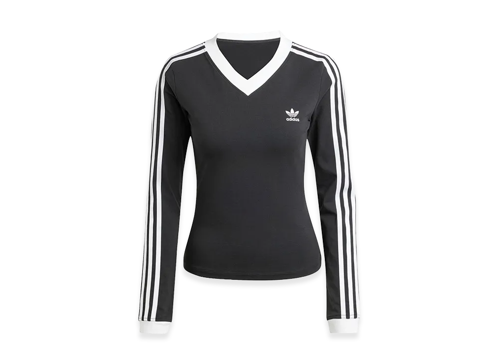 adidas Women's V-Neck Long Sleeve Shirt "Black"
