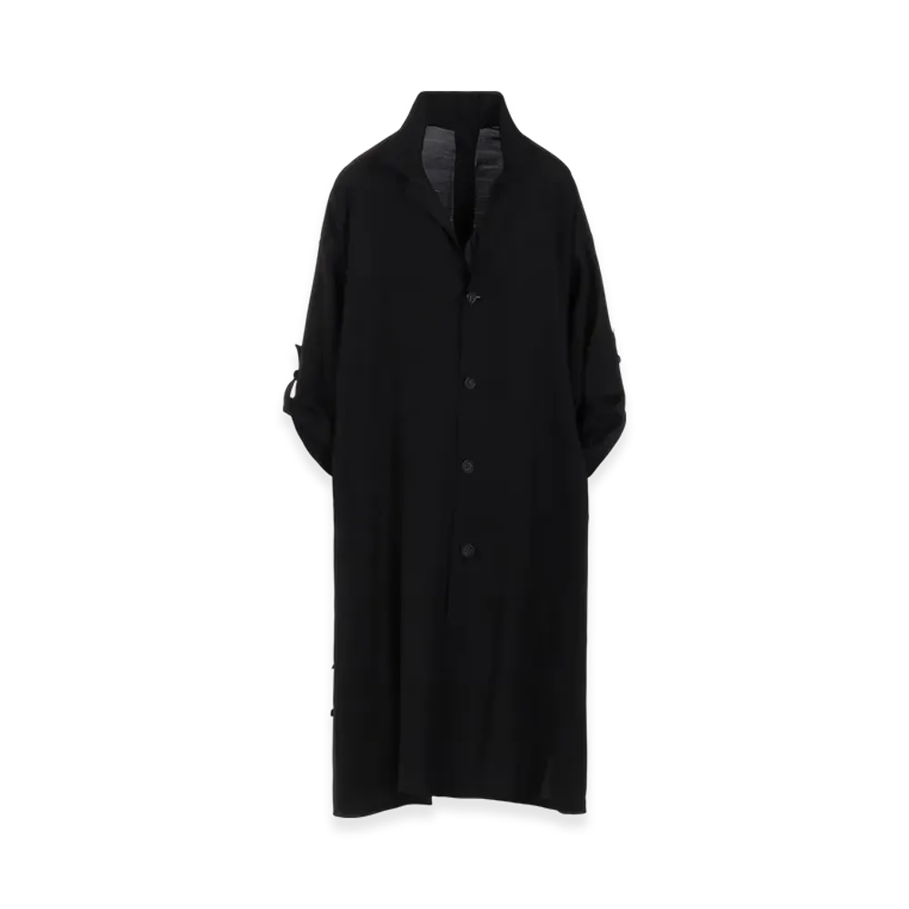 Yohji Yamamoto Cu/W High Twisted Gabardine Side Gather Detail Coat A "Black"