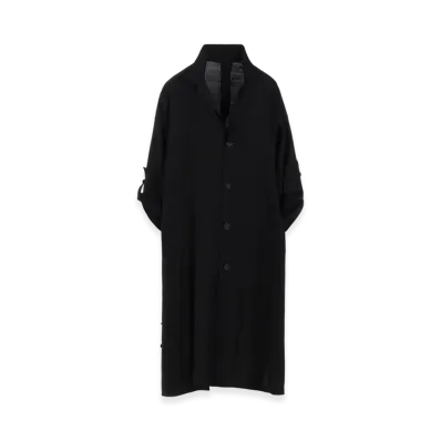 Yohji Yamamoto Cu/W High Twisted Gabardine Side Gather Detail Coat A "Black"