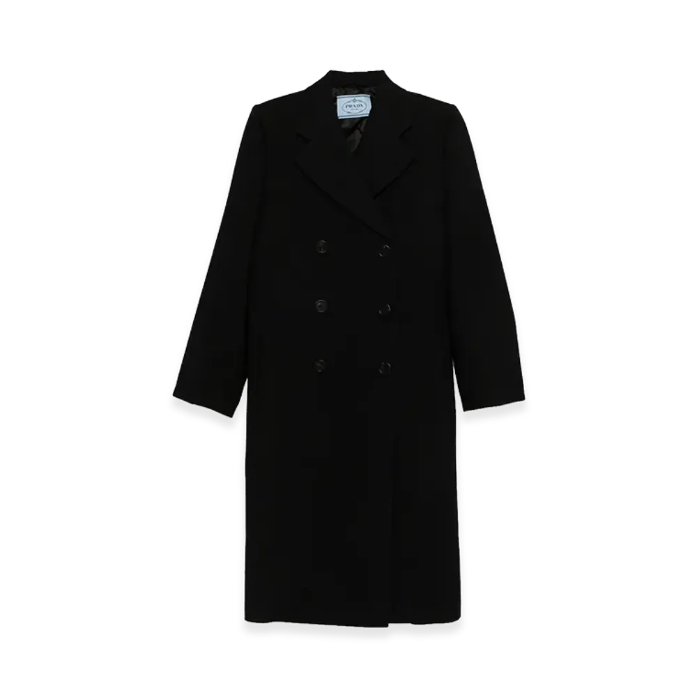 PRADA Women's Satin Insert Double-Breasted Coat "Black"