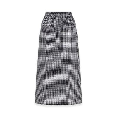 Dior Women's Mid-Length Straight-Cut Skirt Houndstooth Wool "Black/White"