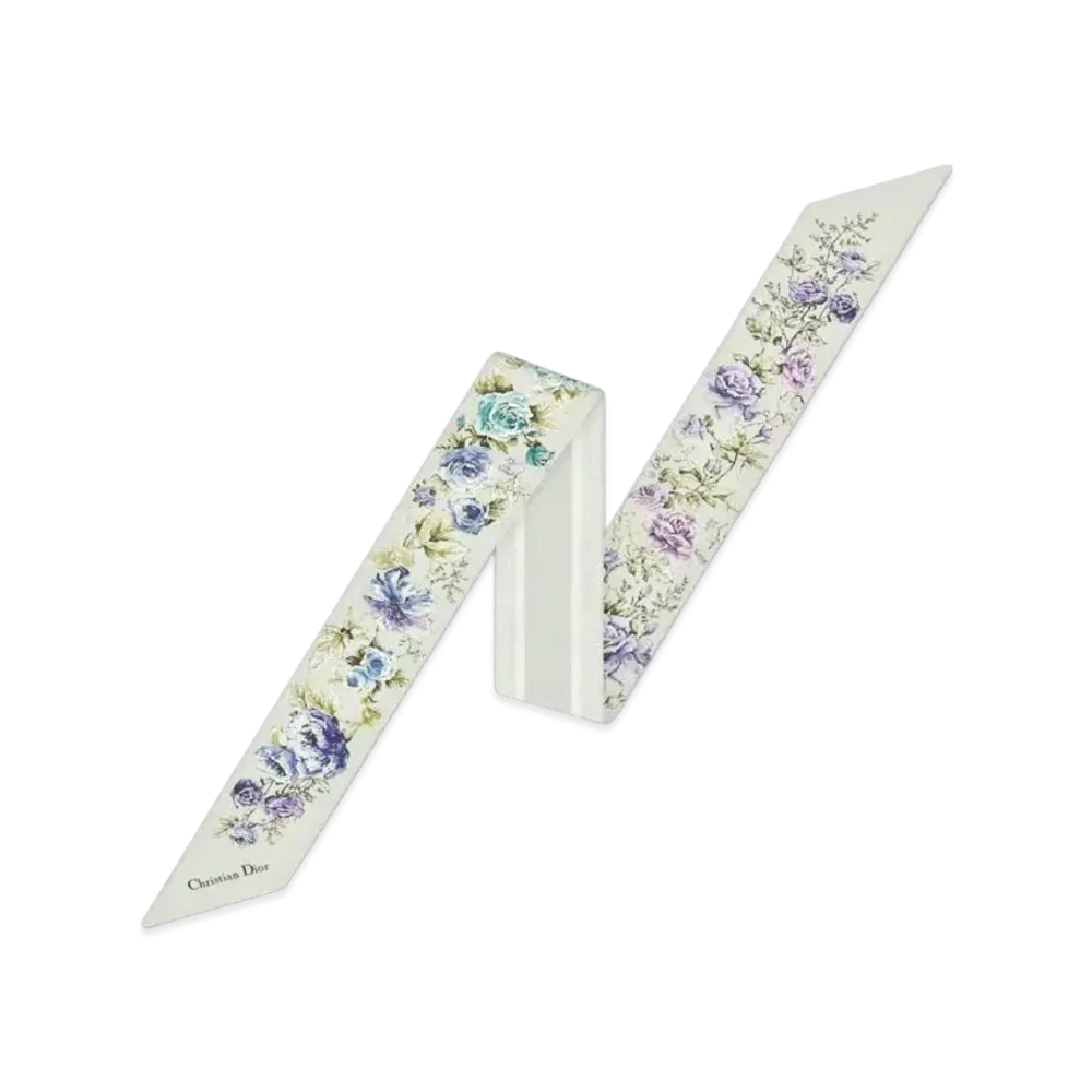 Dior Granville Mitzah Scarf Silk Twill "Gray Multicolor"