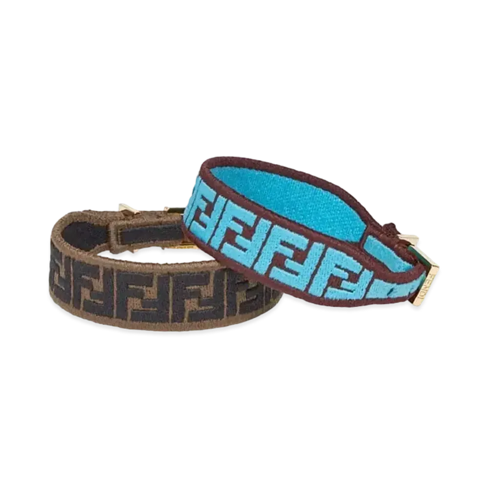 FENDI FF Fabric Bracelet "Blue/Brown"