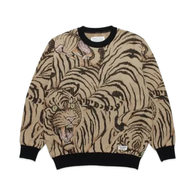 WACKO MARIA TIM LEHI / KNIT JAQUARD SWEATER "Beige"
