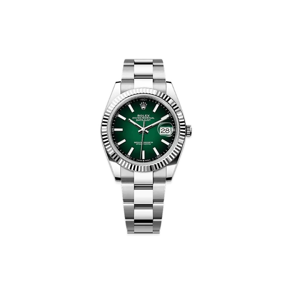 ROLEX Datejust 41 Oystersteel & White Gold "Green Ombre"