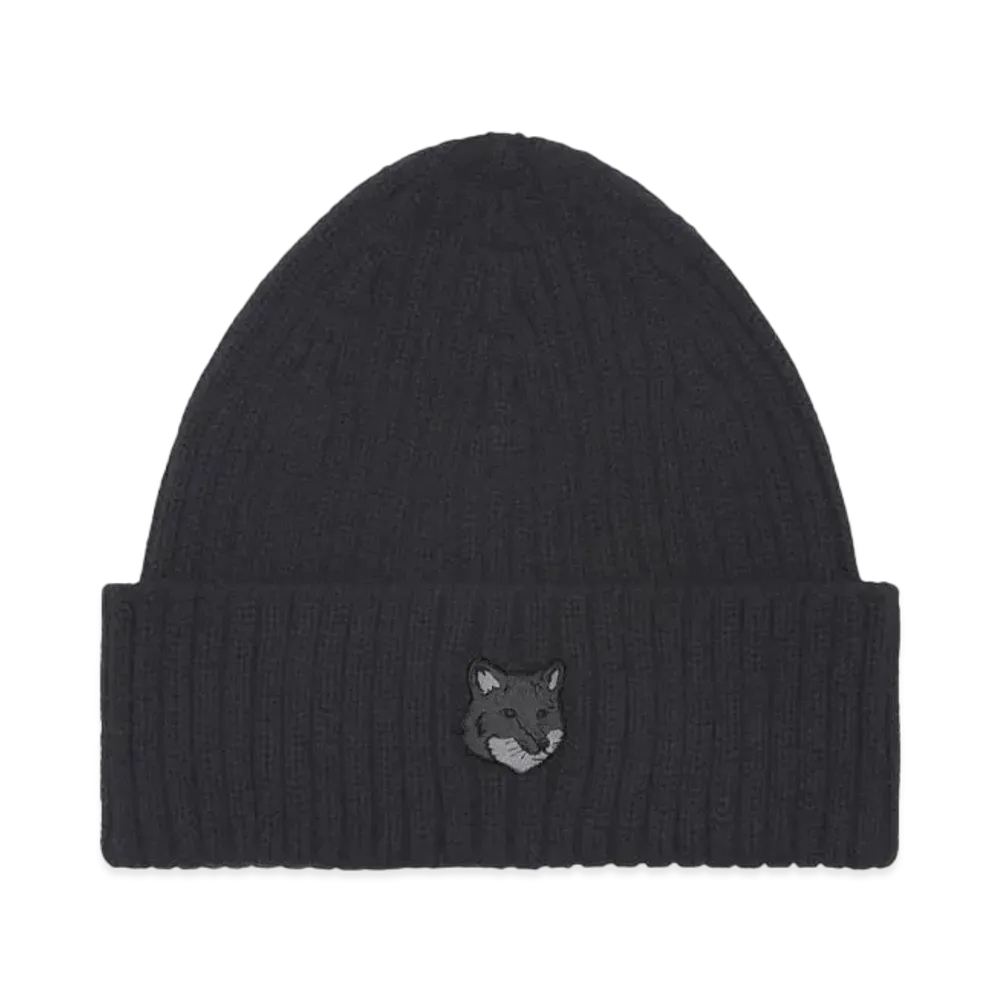 Maison Kitsune Bold Fox Head Beanie "Black"